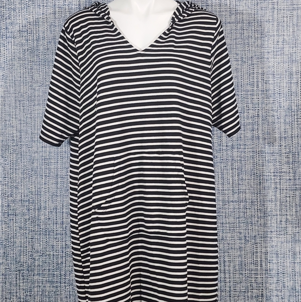 Lane Bryant Black and White Striped Dress
